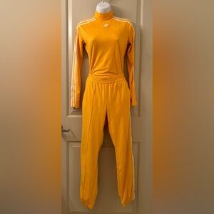 ADIDAS (matching set) Yellow Velvet Cuffed joggers, Long sleeve Turtleneck Onsie